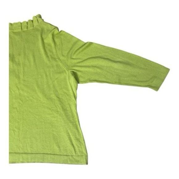 Fashion Bug Lime Green Long Sleeve Knit Top Plus Size 2X Ruffle V-Neck Cotton - Picture 7 of 14